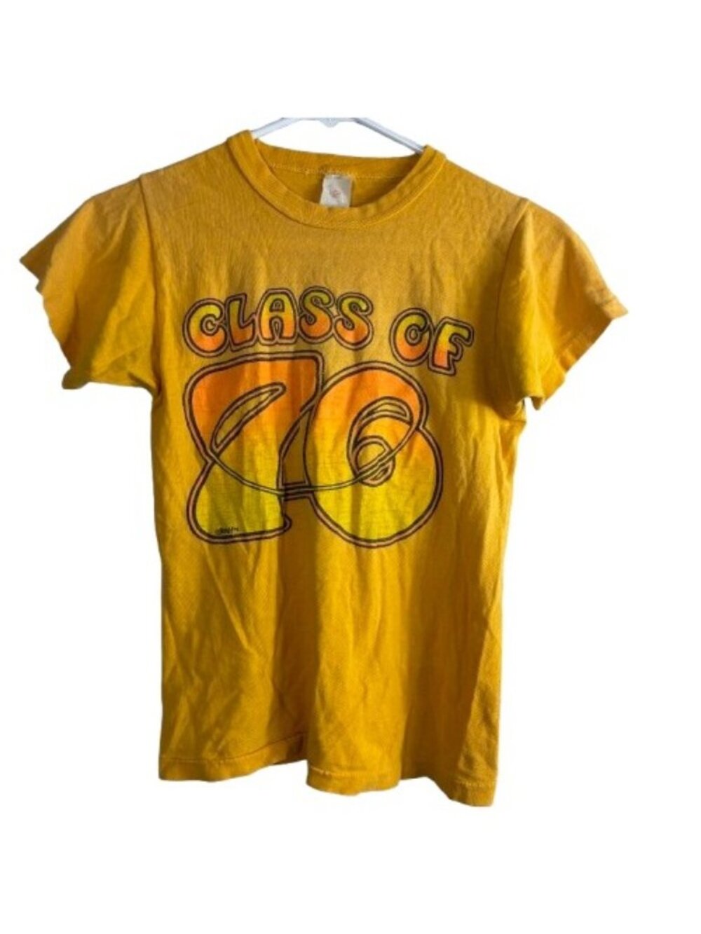 VTG 70s Springfoot Class Of 76 Tee S Yellow Sun Faded Single Stitch Roach